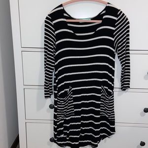 Black and white striped dress size S - great condition